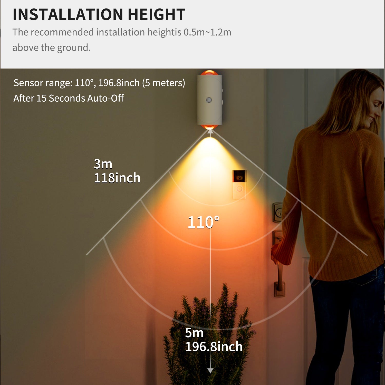 LED Wireless Wall Sconce with 7 Colors Changing, Motion Sensor Light Indoor,  Operated Wall Sconces for Bedroom Bedside Hallway Courtyard Doorway (White)